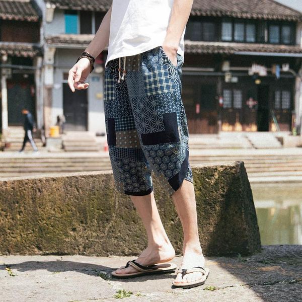 men's pants summer wide-breasted harem cotton linen wide-leg pajamas loose cropped trousers baggy pantalon homme, Black
men's pants summer wide-breasted harem cotton linen wide-leg pajamas loose cropped trousers baggy pantalon homme, Black