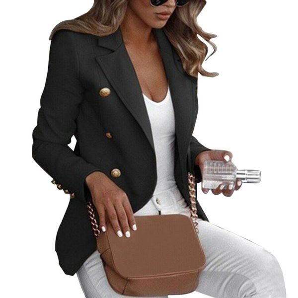 women long sleeve formal blazer jackets cardigan office work lady double breasted slim fit suit business autumn new outerwear, White;black
women long sleeve formal blazer jackets cardigan office work lady double breasted slim fit suit business autumn new outerwear, White;black