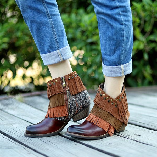 johnature platform boots women shoes hand-painted genuine leather 2019 new winter round toe zip fringe square heel ankle boots, Black
johnature platform boots women shoes hand-painted genuine leather 2019 new winter round toe zip fringe square heel ankle boots, Black