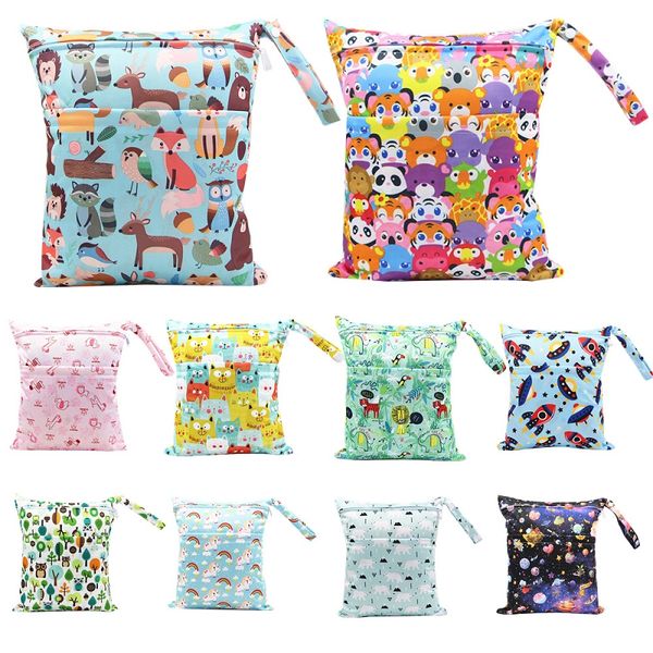 98 Styles Baby Diaper Bags Portable Nappy Stackers Wet Dry Cloth Storage Bag Zipper Waterproof Diaper Bag Infant Nappy Stacker Bag M2144