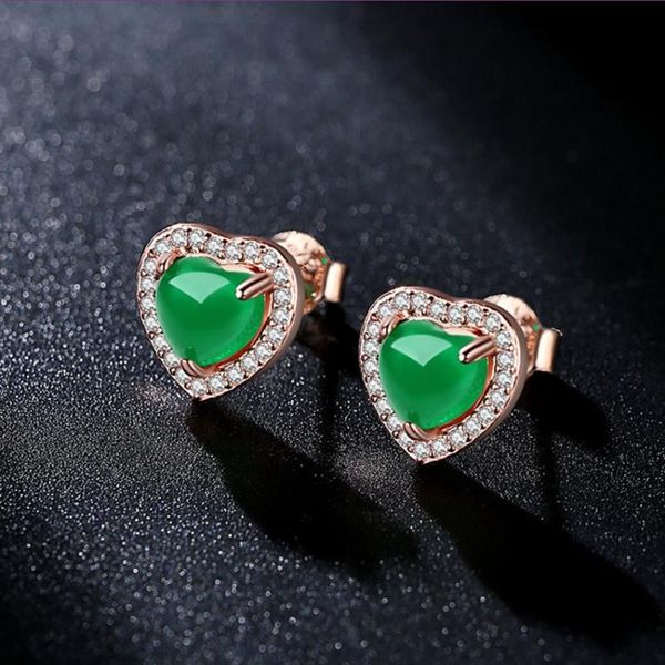 fyjs unique rose gold color love heart green and red agates stud earrings with rhinestone romantic style jewelry, Golden;silver
fyjs unique rose gold color love heart green and red agates stud earrings with rhinestone romantic style jewelry, Golden;silver