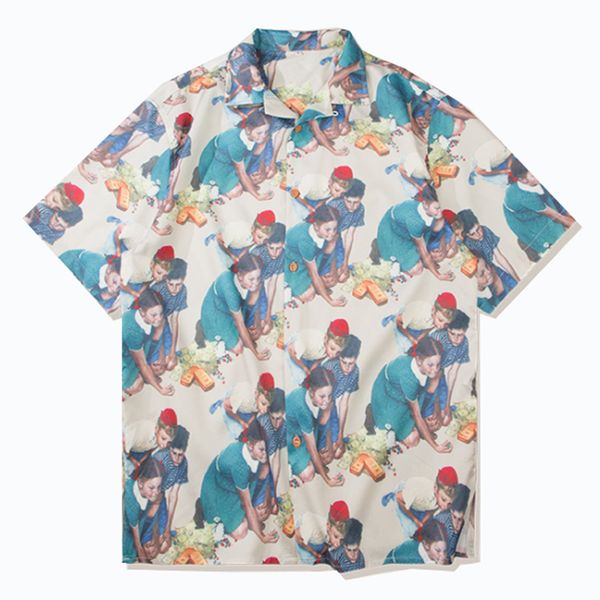 men's casual shirts shirt short sleeve overside figure print loose streetwear men hawaiian, White;black
men's casual shirts shirt short sleeve overside figure print loose streetwear men hawaiian, White;black