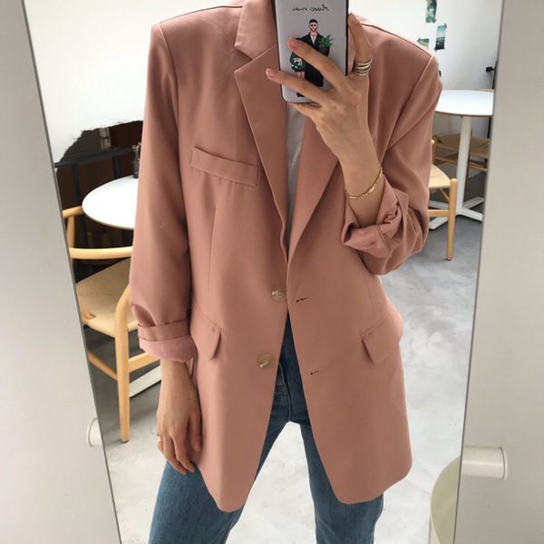 elegant single-breasted women blazer jacket casual loose female workwear outerwear elegant solid women suit jacket 2019, White;black
elegant single-breasted women blazer jacket casual loose female workwear outerwear elegant solid women suit jacket 2019, White;black