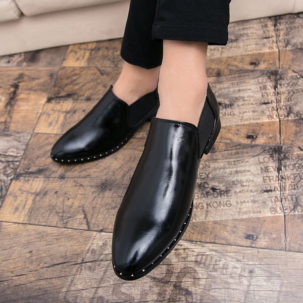 men slip-on pointed-toe leather shoes spring shoes england trend foot covering not lace-up non-shoe lace men's nightclub h, Black
men slip-on pointed-toe leather shoes spring shoes england trend foot covering not lace-up non-shoe lace men's nightclub h, Black