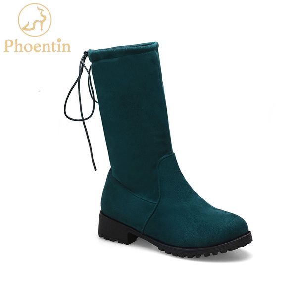 phoentin 2019 green women mid calf boots round toe flat heels round toe flock female shoes back lace up plus size 34~46 ft708, Black
phoentin 2019 green women mid calf boots round toe flat heels round toe flock female shoes back lace up plus size 34~46 ft708, Black