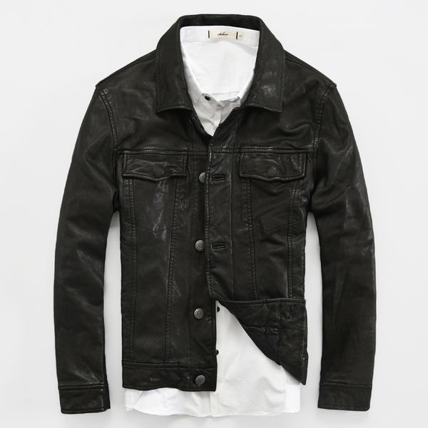 motorcycle leather jacket mens slim fit lapel fashion autumn and winter youth men's sheep leather coat, Black
motorcycle leather jacket mens slim fit lapel fashion autumn and winter youth men's sheep leather coat, Black