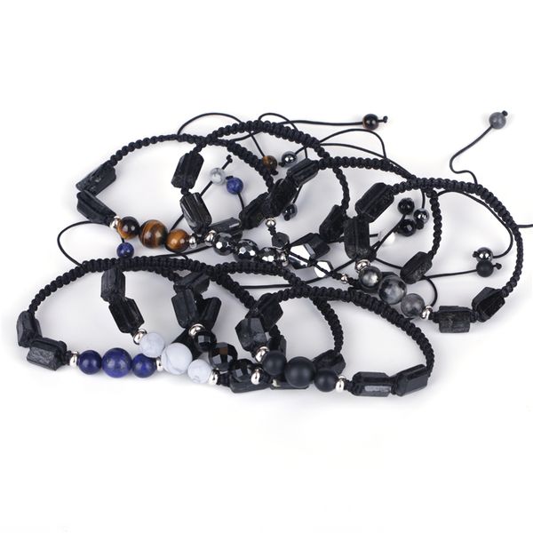 handmade healing rough tourmaline semi precious mineral stone beads charm knots adjustable macrame bracelets women man, Golden;silver
handmade healing rough tourmaline semi precious mineral stone beads charm knots adjustable macrame bracelets women man, Golden;silver