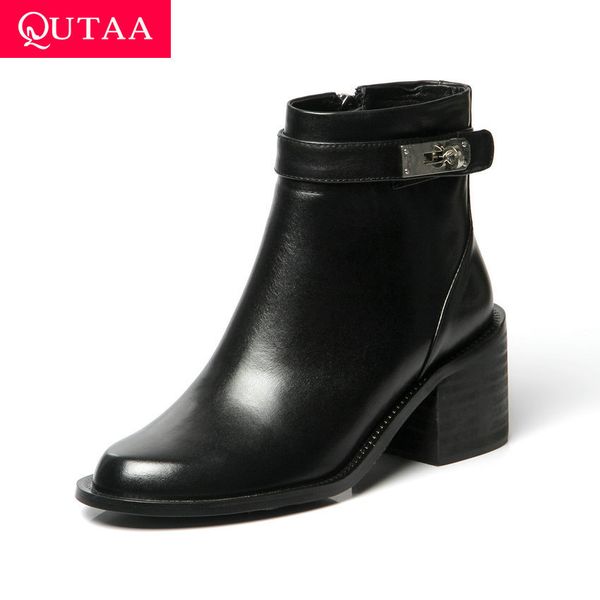 qutaa 2020 casual round toe metal decoration women shoes cow leather thick high heel zipper autumn winter ankle boots size 34-40, Black
qutaa 2020 casual round toe metal decoration women shoes cow leather thick high heel zipper autumn winter ankle boots size 34-40, Black