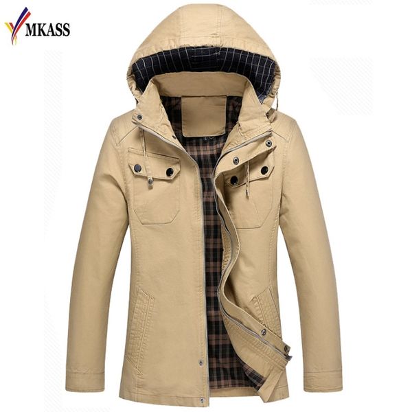 new style mens trench coat fashion zipper removable hooded slim long trench coat men casual mens long with a hood, Tan;black 
new style mens trench coat fashion zipper removable hooded slim long trench coat men casual mens long with a hood, Tan;black