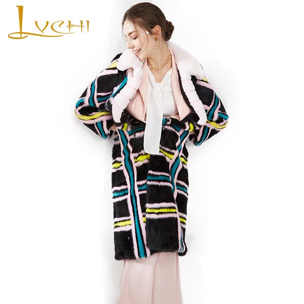 lvchi winter 2019 plaid women's natural fur slim coat causal x-long mink coats imported swan velvet turn-down collar mink coats, Black
lvchi winter 2019 plaid women's natural fur slim coat causal x-long mink coats imported swan velvet turn-down collar mink coats, Black
