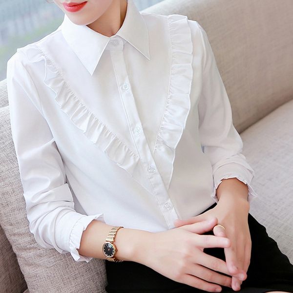 women long sleeve ruffles white shirt blouse ladies casual plain blouse work shirt chemise blusas femininas elegante
women long sleeve ruffles white shirt blouse ladies casual plain blouse work shirt chemise blusas femininas elegante