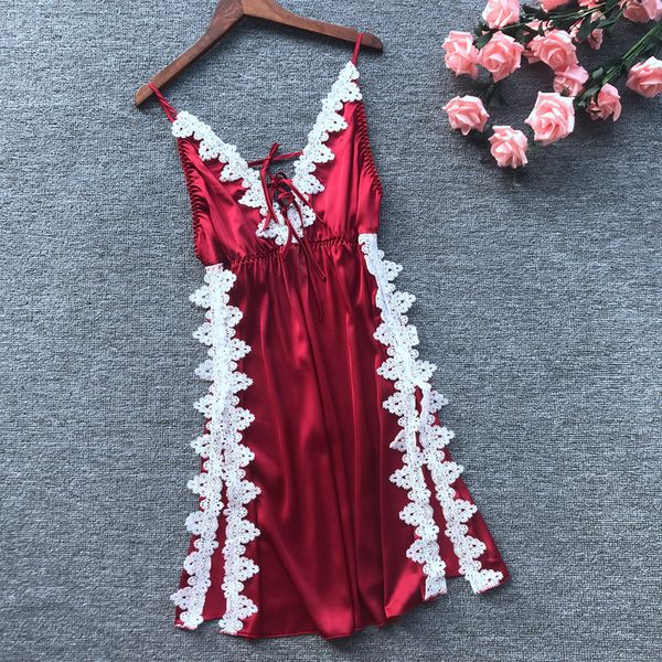 daeyard silk lingerie lace women sleepwear elegant appliques night dress nightgown high split nightwear slim homewear, Black;red
daeyard silk lingerie lace women sleepwear elegant appliques night dress nightgown high split nightwear slim homewear, Black;red