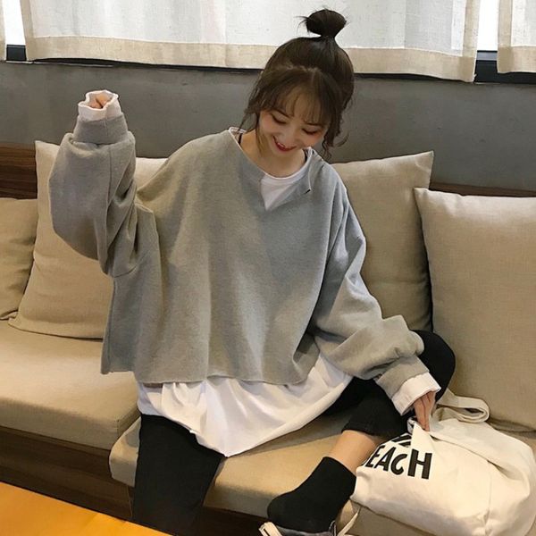 womens pullover sweatshirts o-neck long sleeve knitted lace patchwork sweatshirt female unique design splicing fake two pieces, Black
womens pullover sweatshirts o-neck long sleeve knitted lace patchwork sweatshirt female unique design splicing fake two pieces, Black