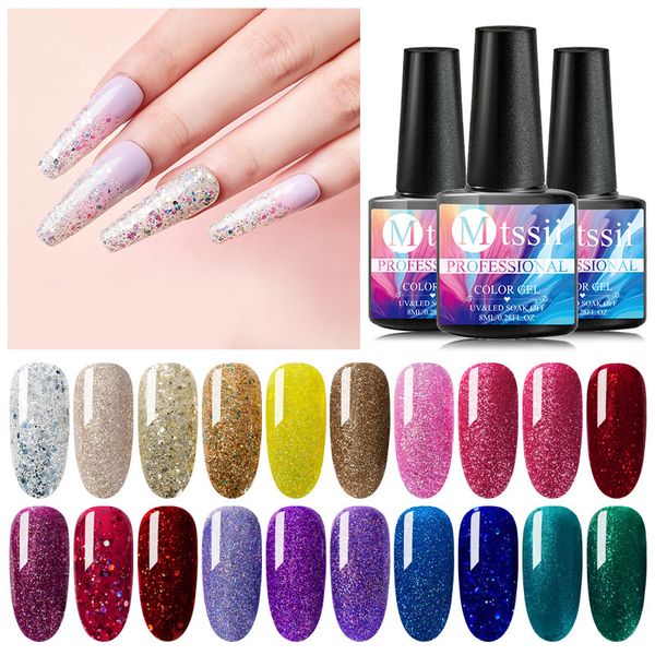 mtssii 1 bottle 8ml gel nail polish gold pink purple colorful glitter sequins uv soak off nail art gel varnish for design, Red;pink
mtssii 1 bottle 8ml gel nail polish gold pink purple colorful glitter sequins uv soak off nail art gel varnish for design, Red;pink