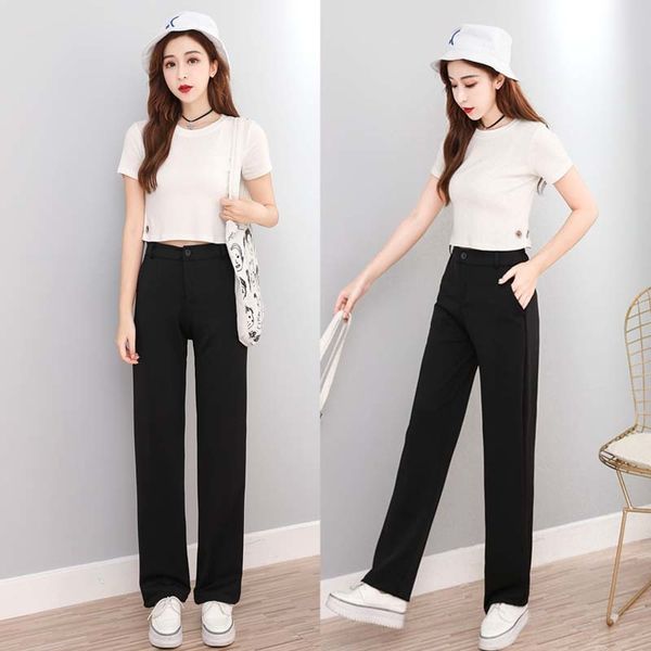 leg and fall high waist fall sensation to mop the floor trousers directly cuffless trousers easy thin suit leisure time pants, Black
leg and fall high waist fall sensation to mop the floor trousers directly cuffless trousers easy thin suit leisure time pants, Black