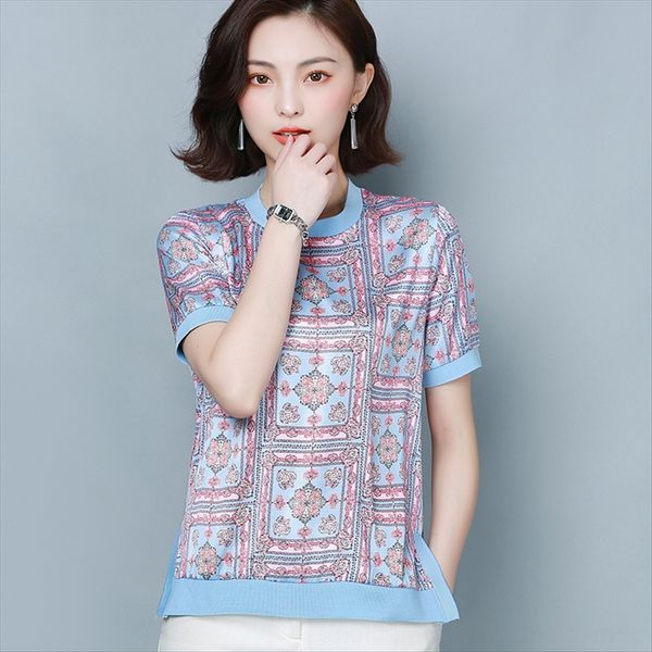 printed round collar t-shirt women's short-sleeved summer clothes casual all-match temperament western-style loose slim clothes, White
printed round collar t-shirt women's short-sleeved summer clothes casual all-match temperament western-style loose slim clothes, White