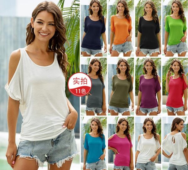 crew neck women's off shoulder bat loose all around t-shirt summer clothes top, White
crew neck women's off shoulder bat loose all around t-shirt summer clothes top, White