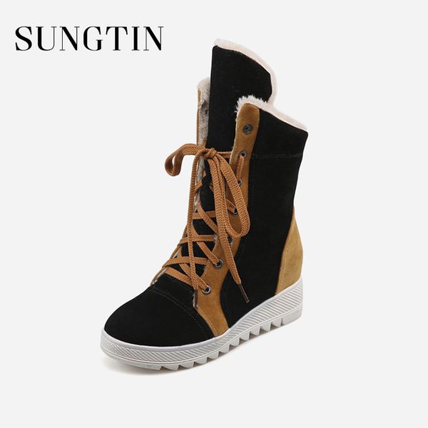 sungtin women plush warm snow boots woman flock plus size flat ankle boots casual lace-up platform short ladies booties, Black
sungtin women plush warm snow boots woman flock plus size flat ankle boots casual lace-up platform short ladies booties, Black