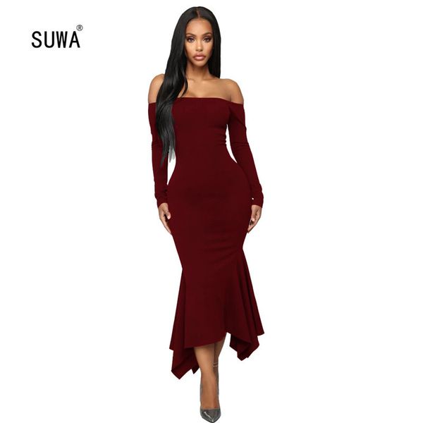 elegant mermaid dress for evening party slash neck long sleeve maxi robes black/wine red women bandage dress, Black;pink
elegant mermaid dress for evening party slash neck long sleeve maxi robes black/wine red women bandage dress, Black;pink