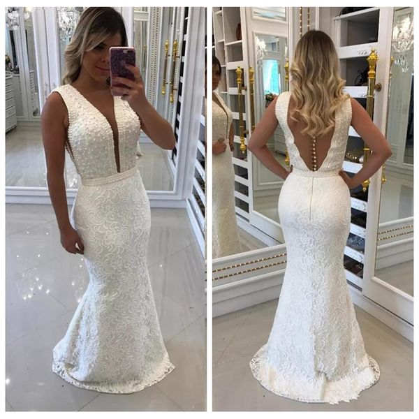 v-neck lace mermaid prom dresses beaded peals sweep train long 2021 custom formal special occasion party gowns evening party gowns, Black
v-neck lace mermaid prom dresses beaded peals sweep train long 2021 custom formal special occasion party gowns evening party gowns, Black