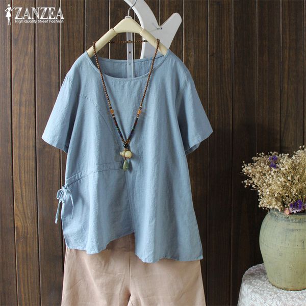 zanzea vintage women blouse tie waist shirt 2019 ladies short sleeve summer blusas irregular hem blusa feminina plus size, White
zanzea vintage women blouse tie waist shirt 2019 ladies short sleeve summer blusas irregular hem blusa feminina plus size, White
