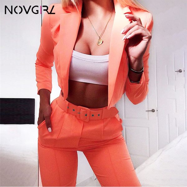 fashion blazer straight pants two piece set women 2019 autumn winter long sleeve casual neon tracksuit outfit suit, White 
fashion blazer straight pants two piece set women 2019 autumn winter long sleeve casual neon tracksuit outfit suit, White