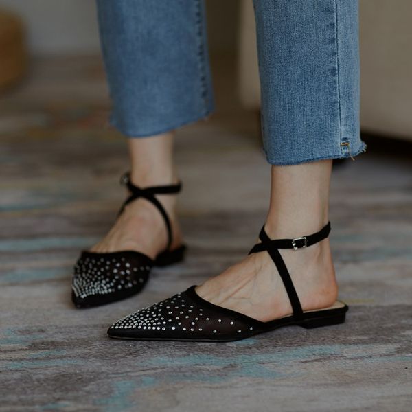 kmeioo genuine leather shoes summer female jewel flat sandals ankle strap flats pointed toe flat shoes, Black
kmeioo genuine leather shoes summer female jewel flat sandals ankle strap flats pointed toe flat shoes, Black