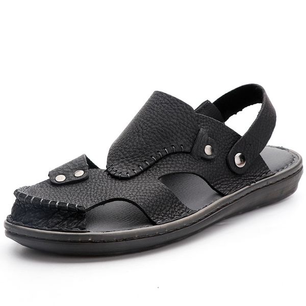 mens sandals genuine leather anti-slip soft-sole beach slippers mens cowhide breathable dual purpose sandals rubber sole summer, Black
mens sandals genuine leather anti-slip soft-sole beach slippers mens cowhide breathable dual purpose sandals rubber sole summer, Black