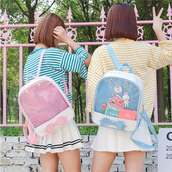 pvc transparent clear pu leather women backpack ita bag harajuku bow school bag for teen girls rucksack kawaii backpack itabag
pvc transparent clear pu leather women backpack ita bag harajuku bow school bag for teen girls rucksack kawaii backpack itabag