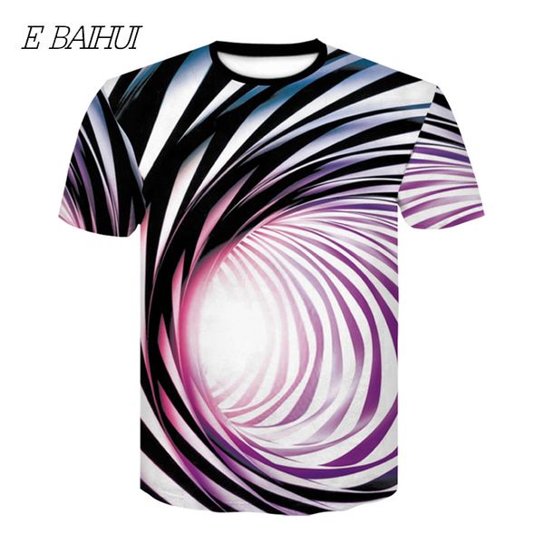 e-baihui men t-shirt brand summer style tee swirl printed street style cool visual effects clothing t-d, White;black