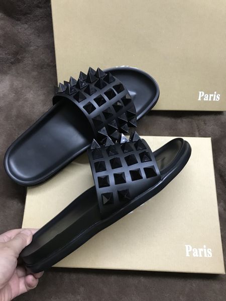 men women slippers red bottoms luxury designer slides casual spikes ladies beach slipper tide male home des chaussures leather espadrilles, Black
men women slippers red bottoms luxury designer slides casual spikes ladies beach slipper tide male home des chaussures leather espadrilles, Black