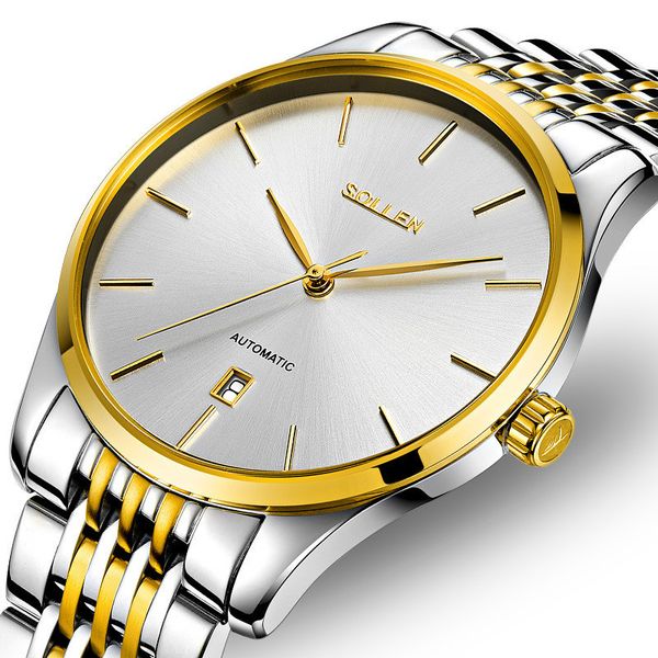 fashion business men's watch automatic steel belt mechanical watches men's casual calendar hand watch sl9008, Slivery;brown
fashion business men's watch automatic steel belt mechanical watches men's casual calendar hand watch sl9008, Slivery;brown