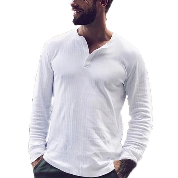 men's v neck solid color casual fashion male shirt long sleeve button pullover male cotton blends, White;black
men's v neck solid color casual fashion male shirt long sleeve button pullover male cotton blends, White;black