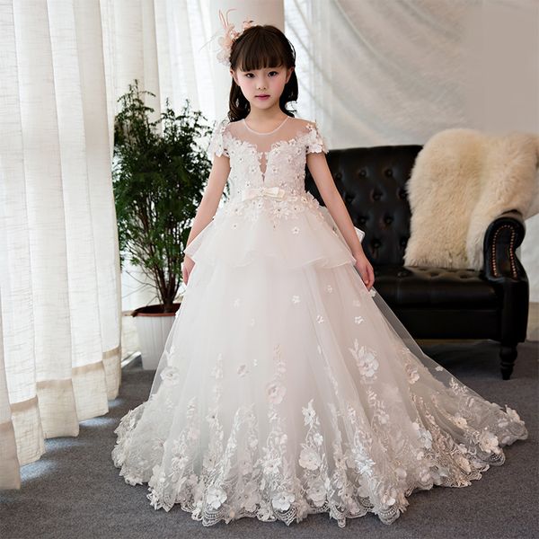girls pageant dresses white tulle tiered ruffles puffy kids ball gowns lace long sleeves vintage flower girl dress, White;blue
girls pageant dresses white tulle tiered ruffles puffy kids ball gowns lace long sleeves vintage flower girl dress, White;blue
