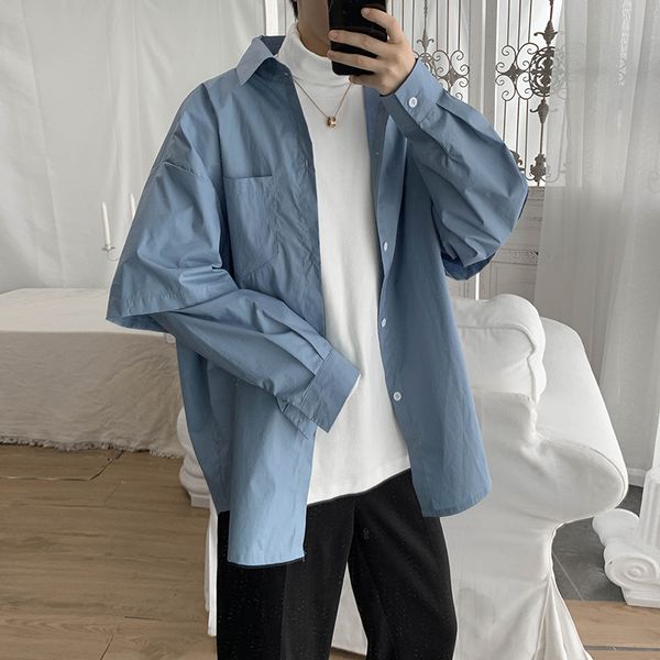 men's casual shirts korean cotton men shirt loose solid green long sleeve button retro baju kaos pria simple clothes mm60ncs, White;black
men's casual shirts korean cotton men shirt loose solid green long sleeve button retro baju kaos pria simple clothes mm60ncs, White;black