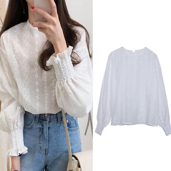 fashion women lace flower o neck long puff sleeve loose casual shirt blouse lady shirts all-matching spring autumn women top, White
fashion women lace flower o neck long puff sleeve loose casual shirt blouse lady shirts all-matching spring autumn women top, White