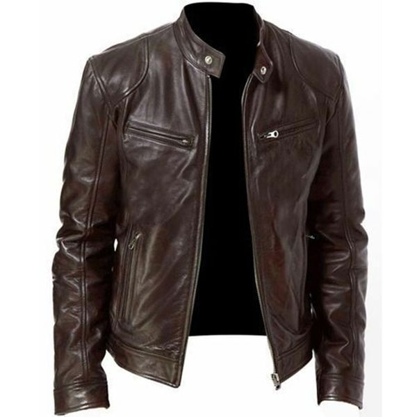 new arrive men's pu leather coat solid slim stand collar zipper fashion coat motorcycle leather mens coats, Black
new arrive men's pu leather coat solid slim stand collar zipper fashion coat motorcycle leather mens coats, Black
