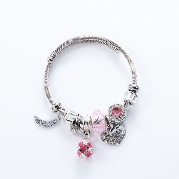 bangle bracelet silver chain diy color heart-shaped crystal beads female and jewelry valentine's day gift, Black
bangle bracelet silver chain diy color heart-shaped crystal beads female and jewelry valentine's day gift, Black