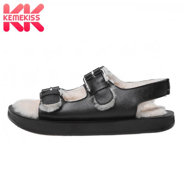 kemekiss warm fur women sandals black real leather buckle punk cool women shoes pattern casual outdoor footwear size 34-39
kemekiss warm fur women sandals black real leather buckle punk cool women shoes pattern casual outdoor footwear size 34-39