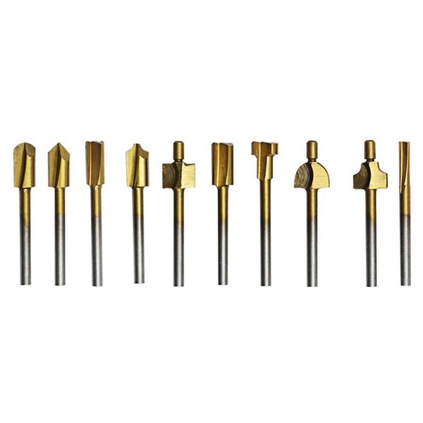 10 pcs set box 3 mm hss titanium router bits wood cutter milling fits rotary tool engraving machine knife sharpening slot
10 pcs set box 3 mm hss titanium router bits wood cutter milling fits rotary tool engraving machine knife sharpening slot