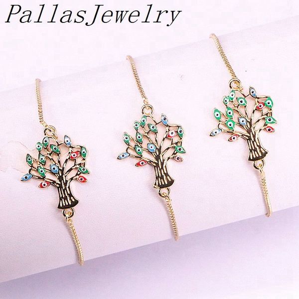 10pcs new arrival girl gift colorful enamel eye pave tree adjustable cz chain bracelet golden jewelry, Black
10pcs new arrival girl gift colorful enamel eye pave tree adjustable cz chain bracelet golden jewelry, Black