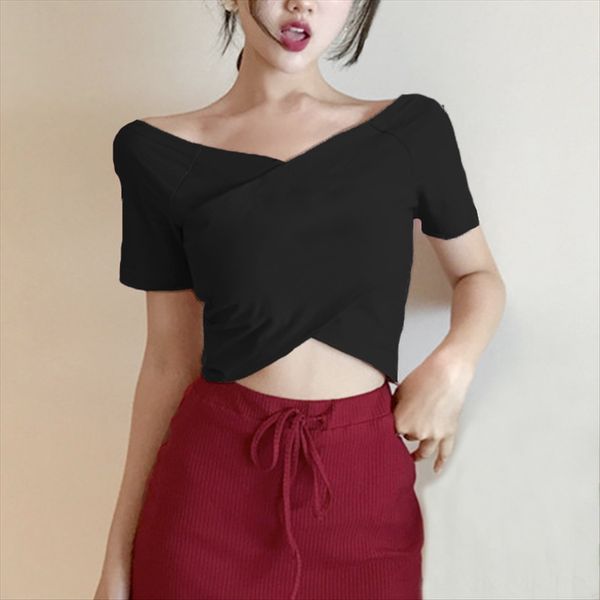 solid color v-neck navel female t- base shirt female short-sleeved slim short student t-shirt fashion, White
solid color v-neck navel female t- base shirt female short-sleeved slim short student t-shirt fashion, White