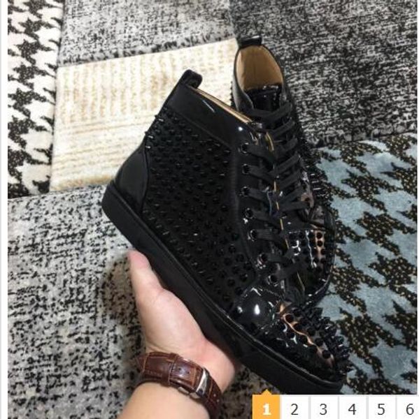 men's high red sole sneakers shoes spikes sneaker shoes wine-red black patent leather,luxury men women outdoor trainers with rivets fre
men's high red sole sneakers shoes spikes sneaker shoes wine-red black patent leather,luxury men women outdoor trainers with rivets fre