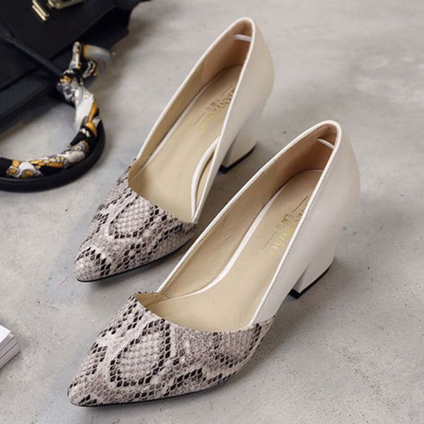 pointed toe snake pattern pu high heels shoes women slip on mixed color single shoes woman serpentine thick med heels pumps femm, Black
pointed toe snake pattern pu high heels shoes women slip on mixed color single shoes woman serpentine thick med heels pumps femm, Black