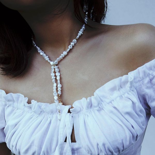 shixin irregular white pearl necklace women long cross tassel choker necklace pearl with conch shell pendant 2019, Silver
shixin irregular white pearl necklace women long cross tassel choker necklace pearl with conch shell pendant 2019, Silver