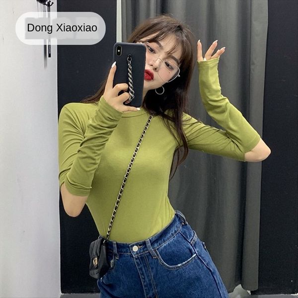 dong xiaoyao 2019 slim t- long-sleeved base shirt tight inside solid color female 6 colors t-shirt top, White
dong xiaoyao 2019 slim t- long-sleeved base shirt tight inside solid color female 6 colors t-shirt top, White