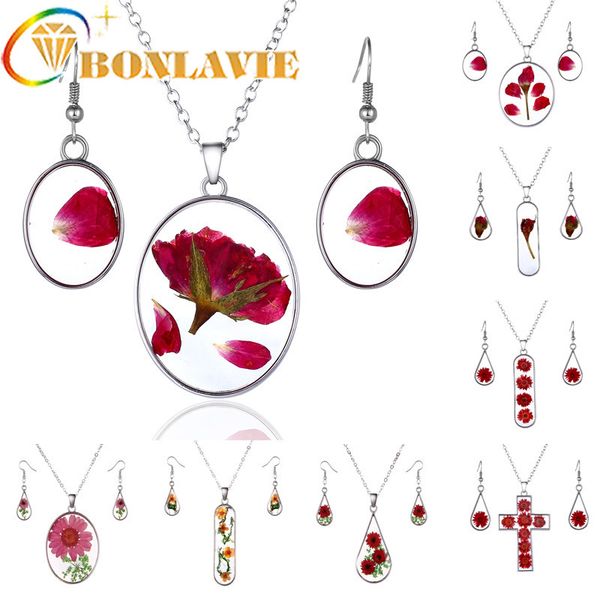 new red rose flower dry flower jewelry sets for women round cross glass pendant necklace earrings jewelry sets, Silver
new red rose flower dry flower jewelry sets for women round cross glass pendant necklace earrings jewelry sets, Silver