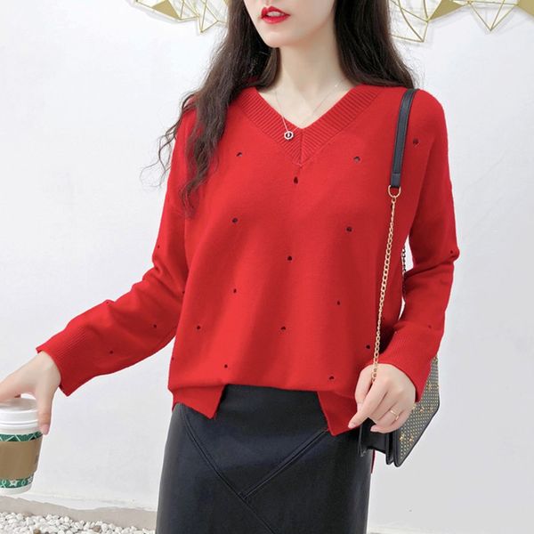women casual solid color knit sweater pullover female autumn winter new fashion v-neck sweet sweater, White;black
women casual solid color knit sweater pullover female autumn winter new fashion v-neck sweet sweater, White;black