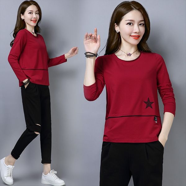 women's thin round collar t- embroidery embroidery stitching t-shirt 2019 early long sleeve women's loose solid color base shirt f, White
women's thin round collar t- embroidery embroidery stitching t-shirt 2019 early long sleeve women's loose solid color base shirt f, White