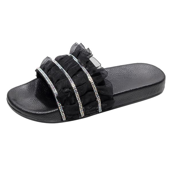 women's ladies fashion casual lace crystal open toe outdoor slippers beach shoes leather flat shoes women fashion sewing, Black
women's ladies fashion casual lace crystal open toe outdoor slippers beach shoes leather flat shoes women fashion sewing, Black